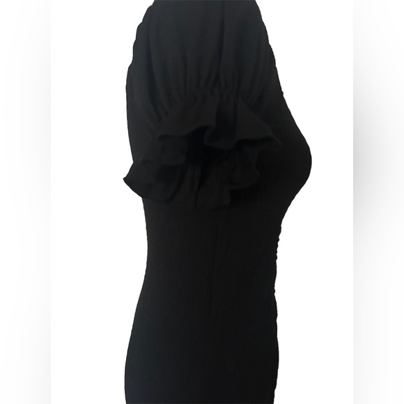 NWT Black Ruched Bodycon Dress | Adjustable Drawstring | M–XL - Picture 2 of 5